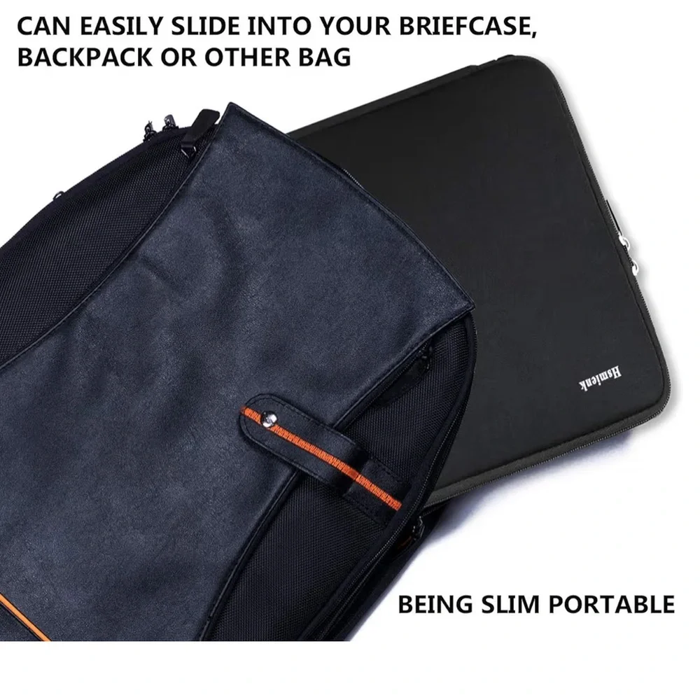 Black Laptop Sleeve 15.6” Durable Shockproof Protective Cover Flip Case